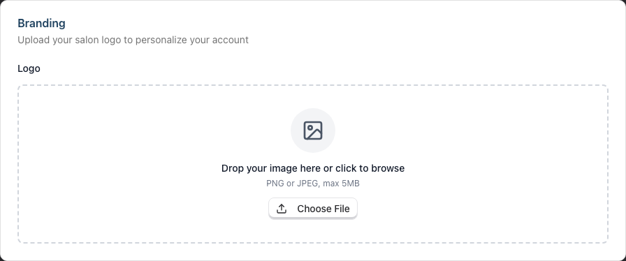 The Branding card with the logo upload area.