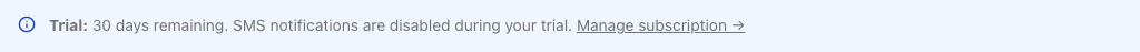 The app-wide trial banner reading 
