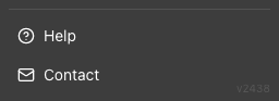 The Help and Contact links at the bottom of the left sidebar, shown with a question mark icon and an envelope icon