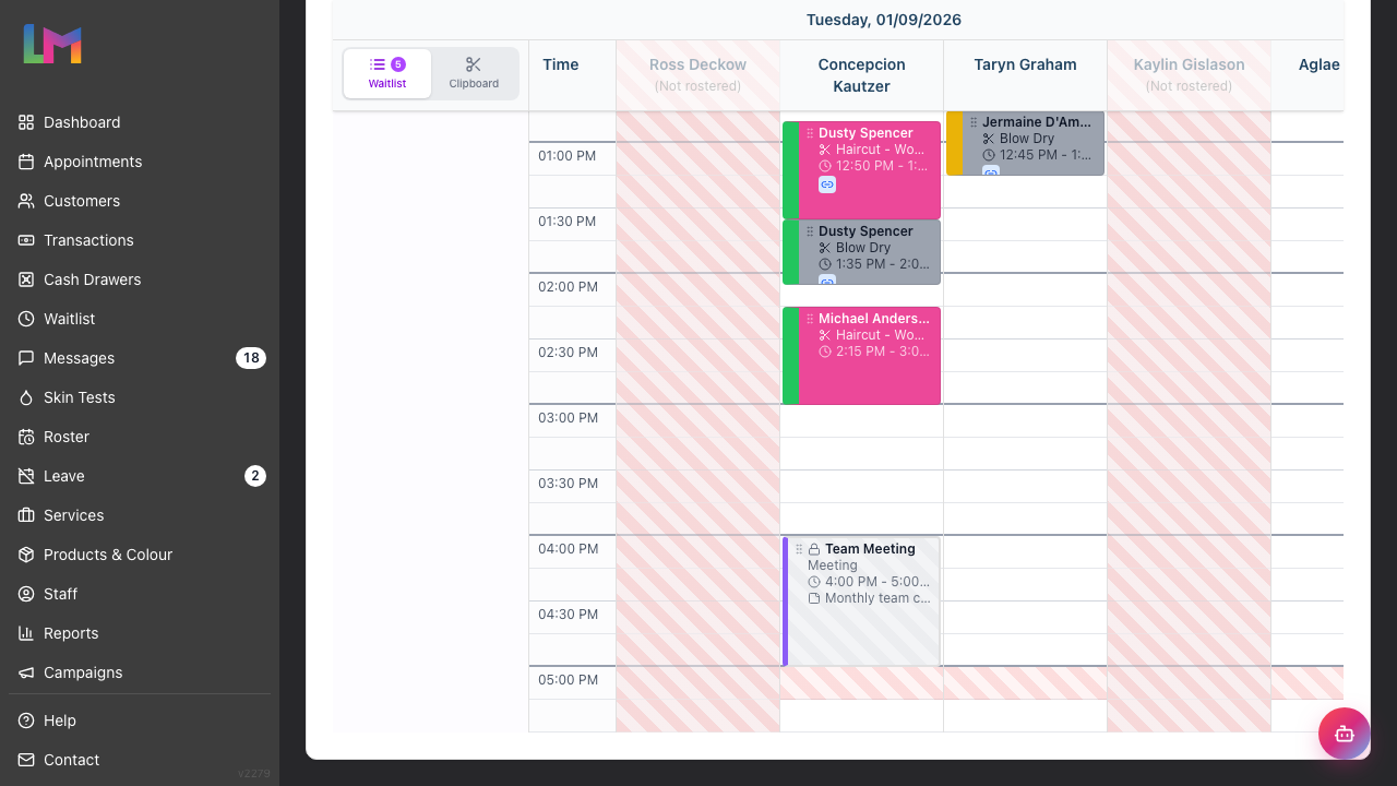 A time block on the day calendar showing the lock icon, title, category, time range and notes