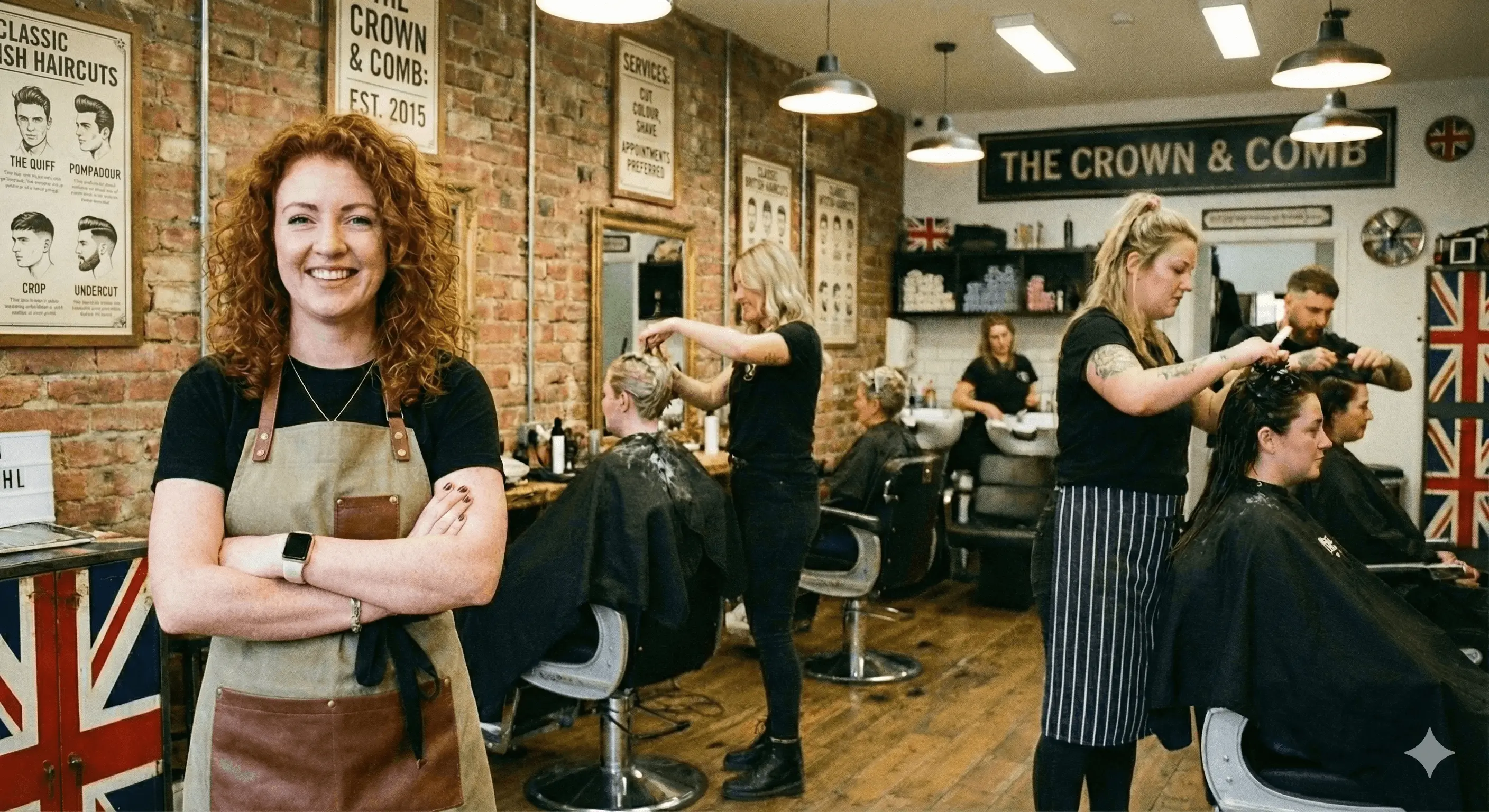 Salon owner in their busy barbershop